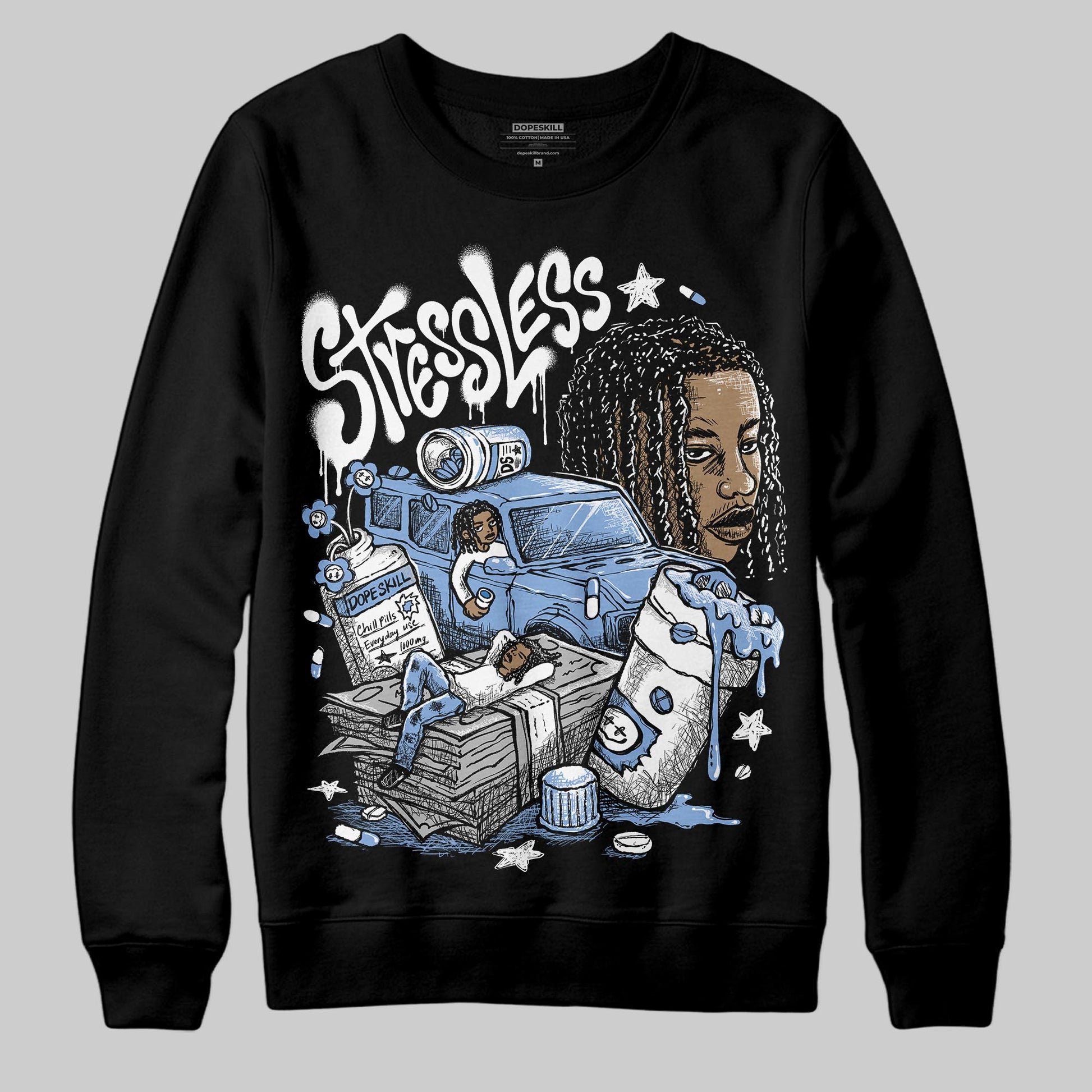 Jordan 4 WMNS 'Forget Me Not' DopeSkill Sweatshirt Stressless Graphic Streetwear - Black
