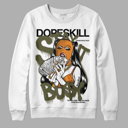 Jordan 5 "Olive" DopeSkill Sweatshirt Stay It Busy Graphic Streetwear - White 