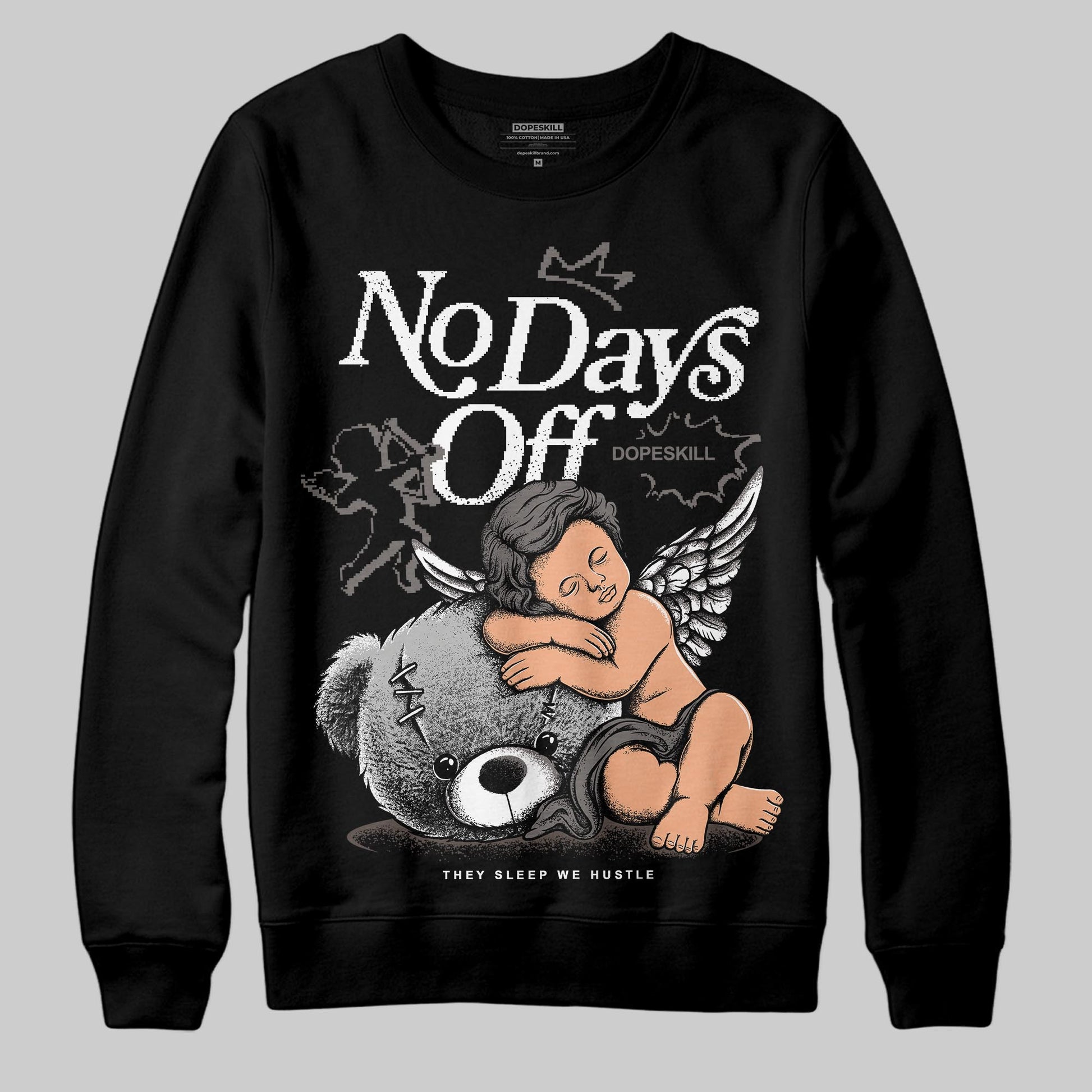 Jordan 4 Retro Cave Stone DopeSkill Sweatshirt New No Days Off Graphic Streetwear - Black