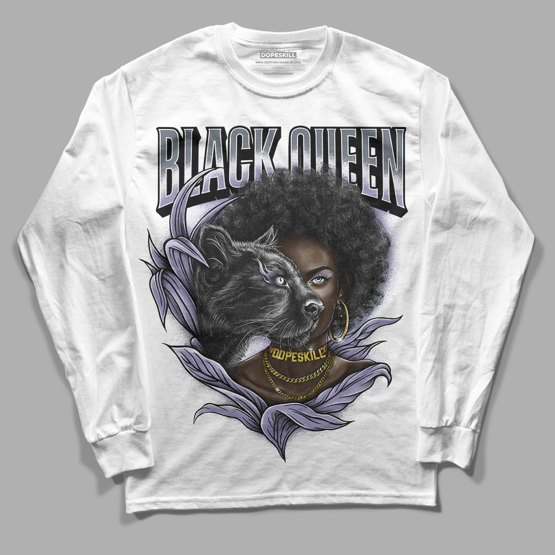 Jordan 5 Retro Low Indigo Haze DopeSkill Long Sleeve T-Shirt New Black Queen Graphic Streetwear - White