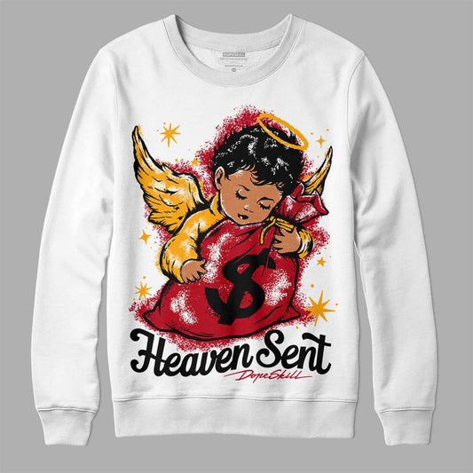 Jordan 7 Retro Cardinal DopeSkill Sweatshirt Heaven Sent Graphic Streetwear - White