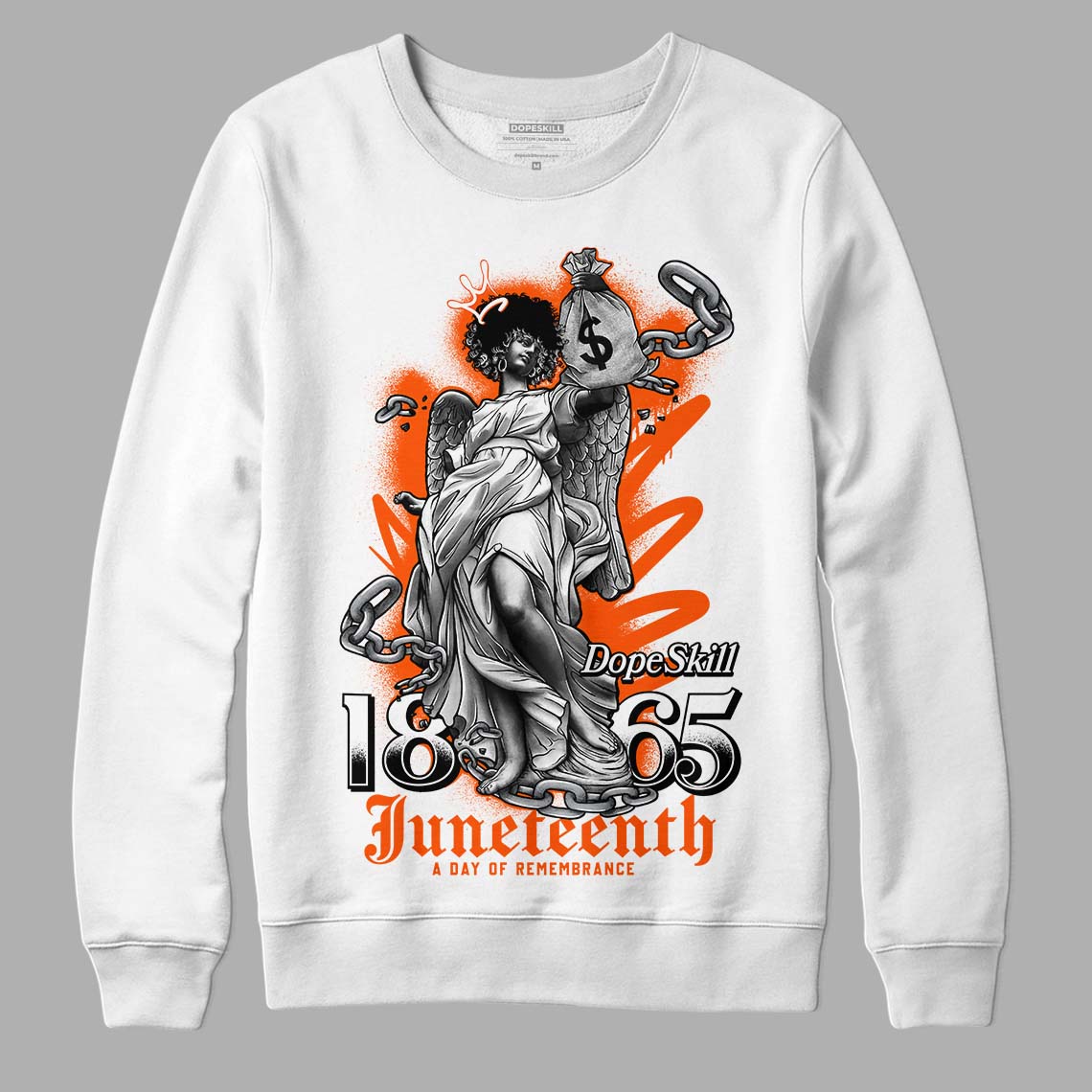 MSCHF Super Normal 2 Orange Milk DopeSkill Sweatshirt Juneteenth Graphic Streetwear - White