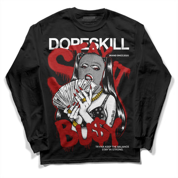 Jordan 14 "Black/White" DopeSkill Long Sleeve T-Shirt Stay It Busy Graphic Streetwear - Black