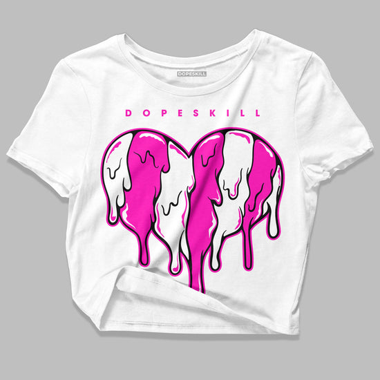 Dunk Low GS “Active Fuchsia” DopeSkill Women's Crop Top Slime Drip Heart Graphic Streetwear - White