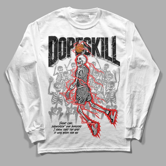 Jordan Spizike Low Bred DopeSkill Long Sleeve T-Shirt Thunder Dunk Graphic Streetwear - White 