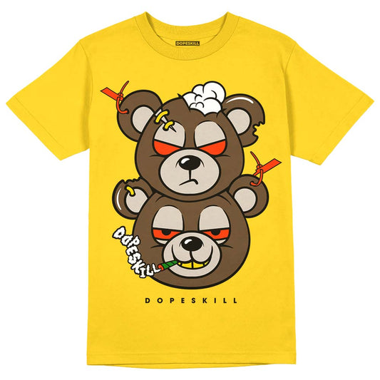 Jordan 6 “Yellow Ochre” DopeSkill Yellow T-shirt New Double Bear Graphic Streetwear 