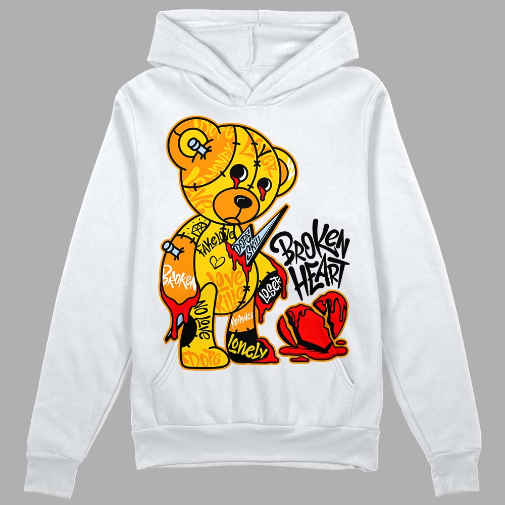 Jordan 6 “Yellow Ochre” DopeSkill Hoodie Sweatshirt Broken Heart Graphic Streetwear - White