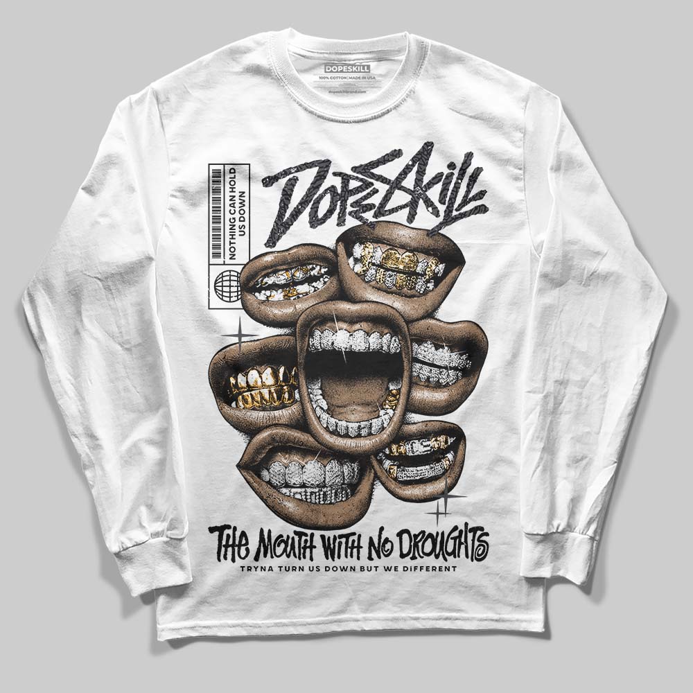 Jordan 3 Retro Black Cat DopeSkill Long Sleeve T-Shirt The Mouth With No Droughts Graphic Streetwear - White