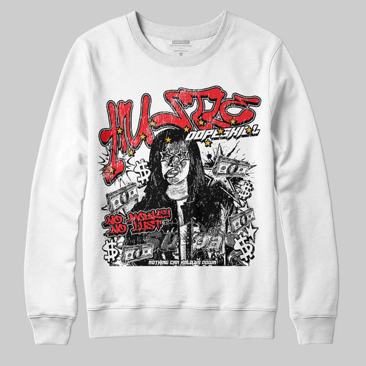 Red Sneakers DopeSkill Sweatshirt No Money No Lust Graphic Streetwear - WHite