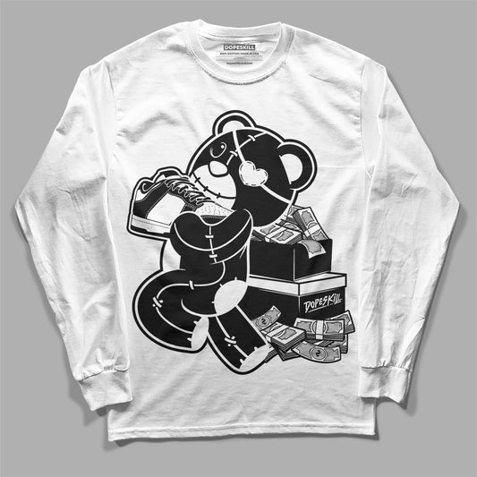 Panda White Black Dunk Low DopeSkill Long Sleeve T-Shirt Bear Steals Sneaker Graphic Streetwear - White 