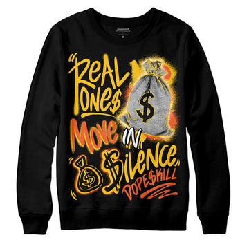 Yellow Sneakers DopeSkill Sweatshirt Real Ones Move In Silence Graphic Streetwear - Black