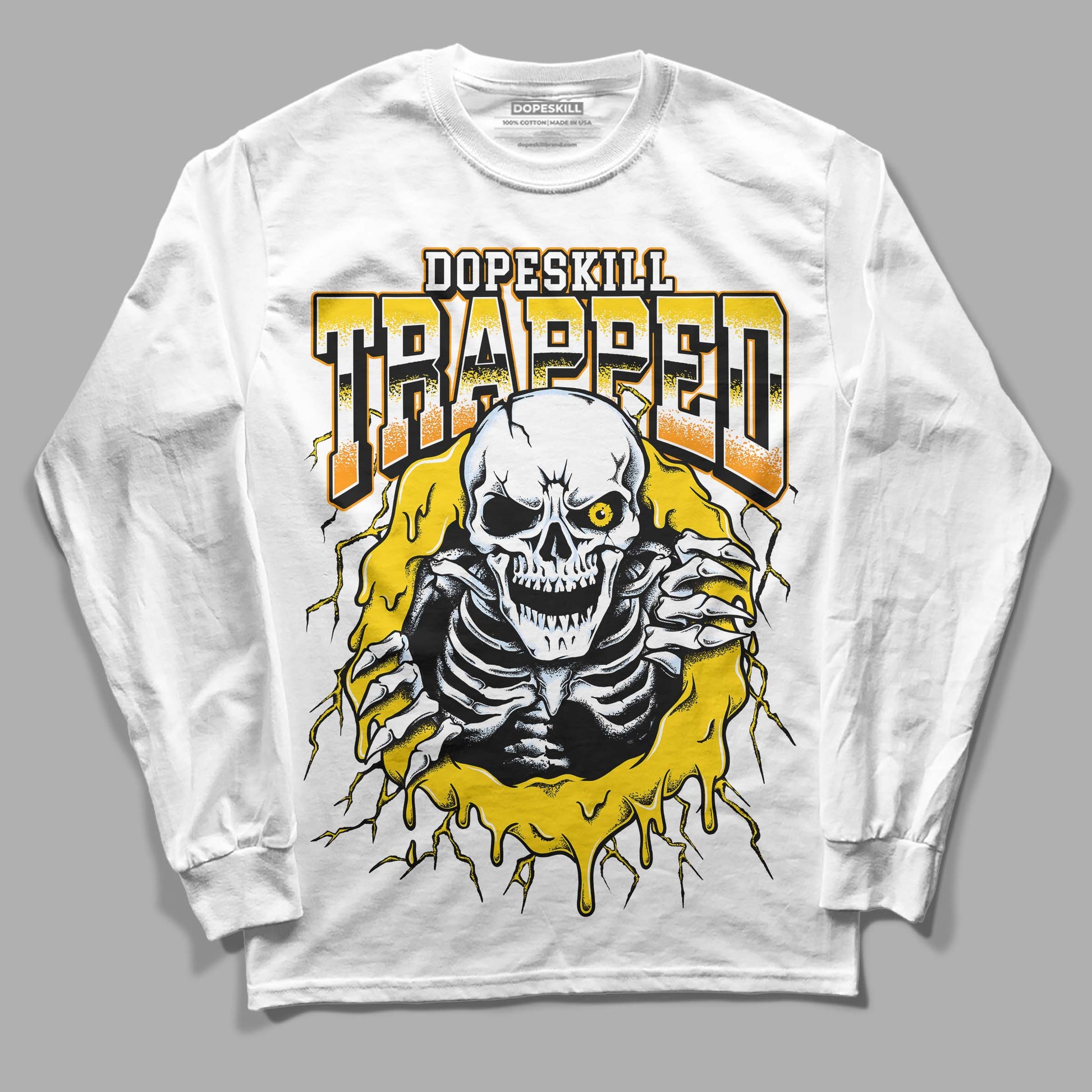 Jordan 6 “Yellow Ochre” DopeSkill Long Sleeve T-Shirt Trapped Halloween Graphic Streetwear - White