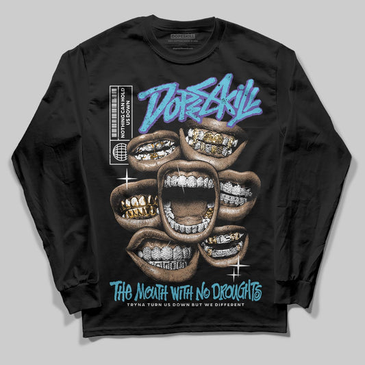 Jordan 8 Retro 'Aqua' 2025 DopeSkill Long Sleeve T-Shirt The Mouth With No Droughts Graphic Streetwear - Black