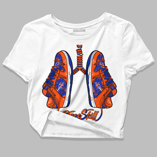 Dunk Low Futura Orange Blaze DopeSkill Women's Crop Top Breathe Graphic Streetwear - White