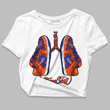 Dunk Low Futura Orange Blaze DopeSkill Women's Crop Top Breathe Graphic Streetwear - White