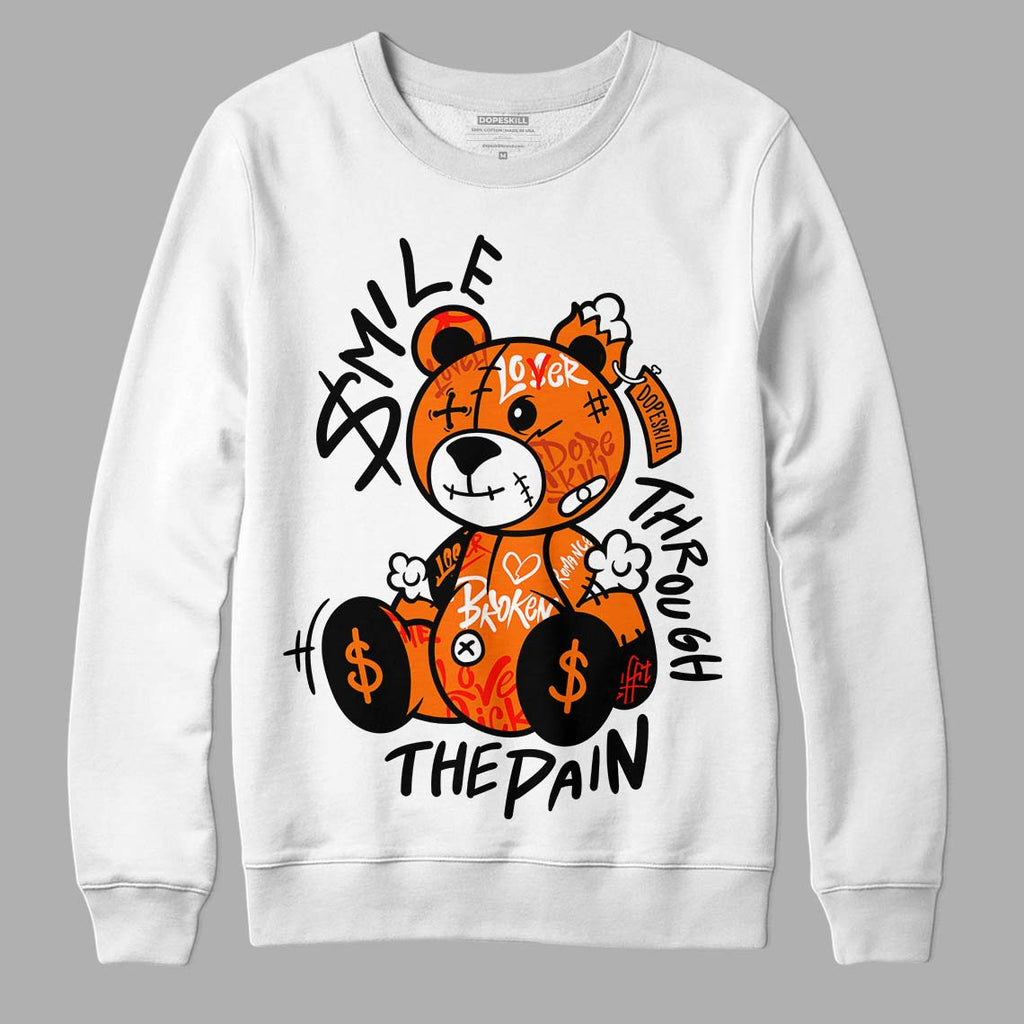 Orange, Black & White Sneakers DopeSkill Sweatshirt Smile Through The Pain Graphic Streetwear - White 