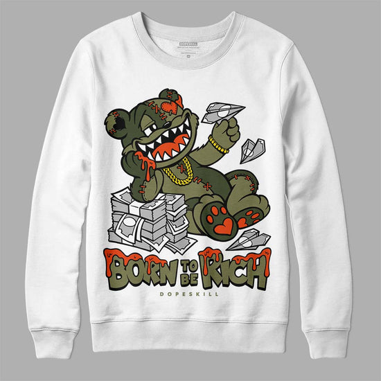 Olive Sneakers DopeSkill Sweatshirt Born To Be Rich Graphic Streetwear - White