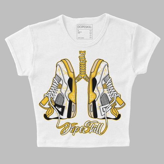 Jordan 4 Retro “Vivid Sulfur” DopeSkill Women's Crop Top Breathe Graphic Streetwear - White 