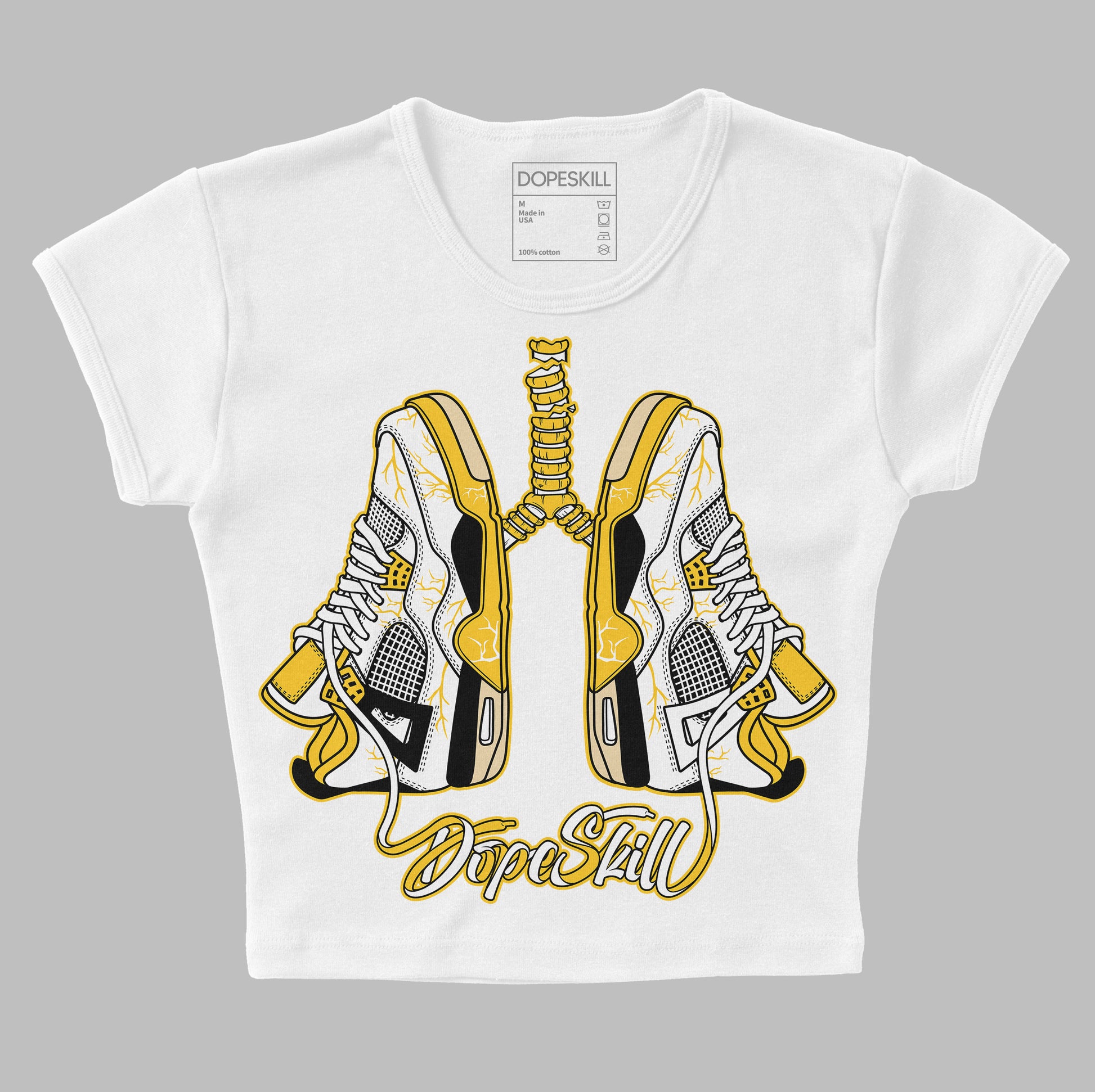 Jordan 4 Retro “Vivid Sulfur” DopeSkill Women's Crop Top Breathe Graphic Streetwear - White 