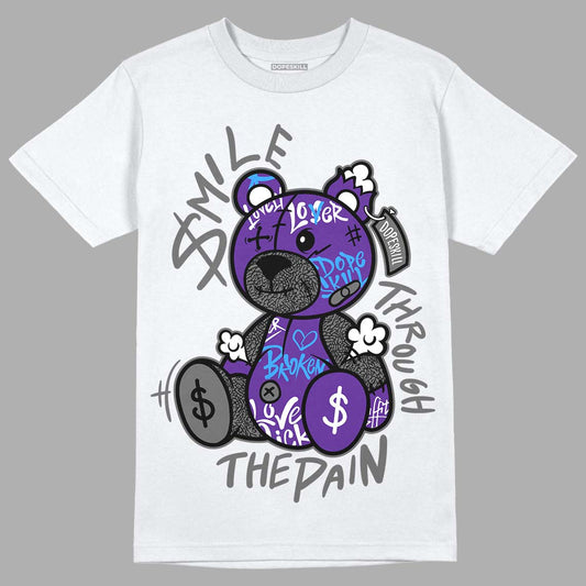 Jordan 3 Retro Dark Iris DopeSkill T-Shirt Smile Through The Pain Graphic Streetwear - White 