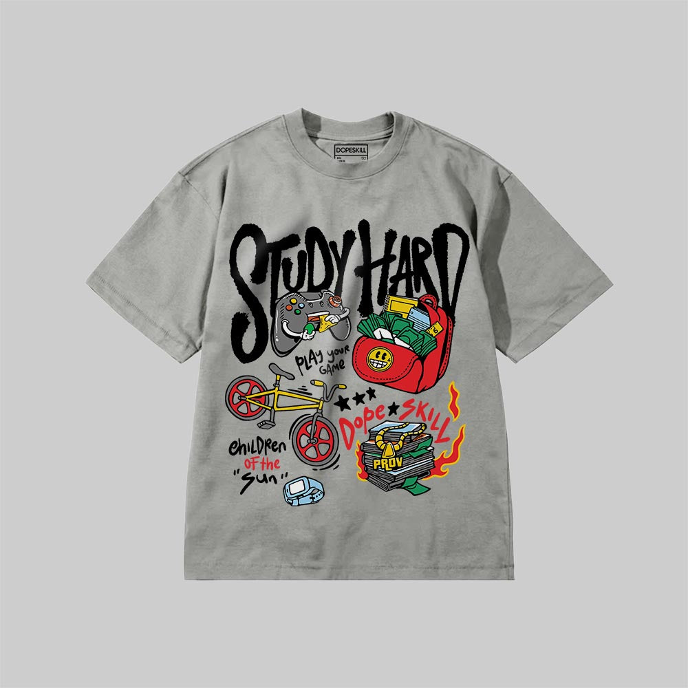 Study Hard DopeSkill Premium T-shirt Streetwear - Grey