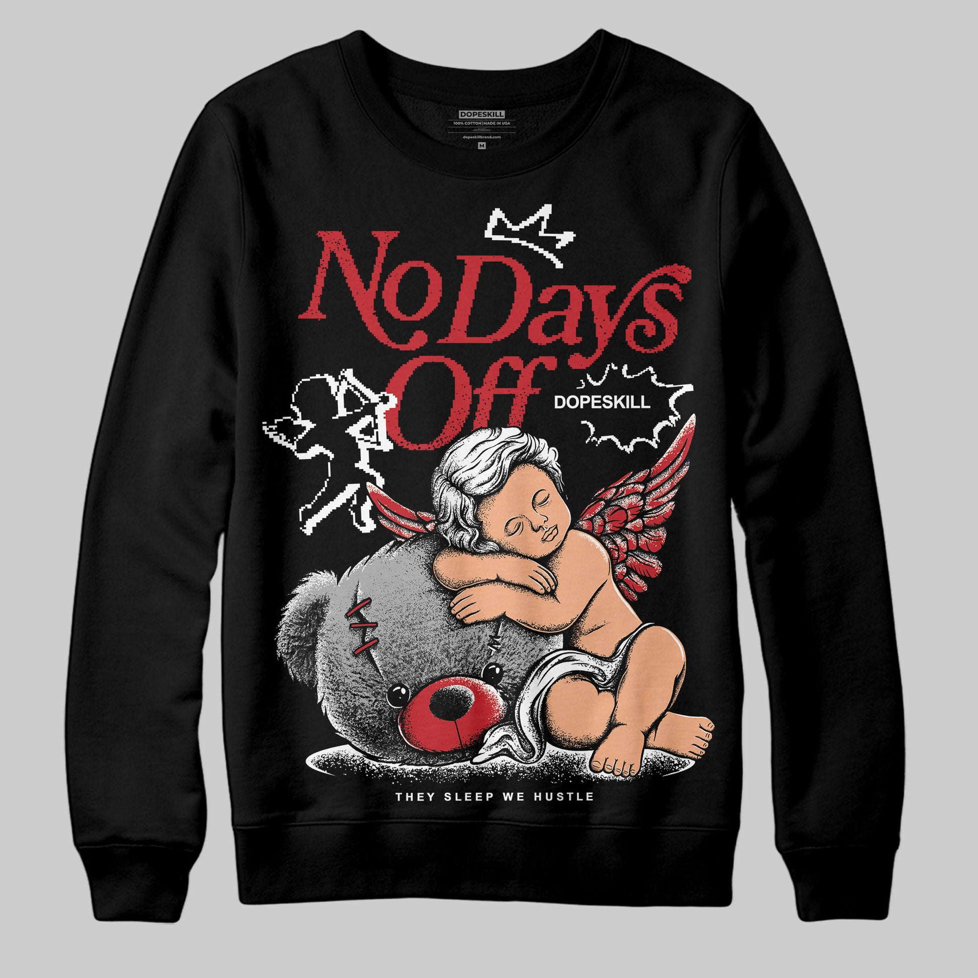 Jordan 11 Retro Low Bred (2025) DopeSkill Sweatshirt New No Days Off Graphic Streetwear - Black