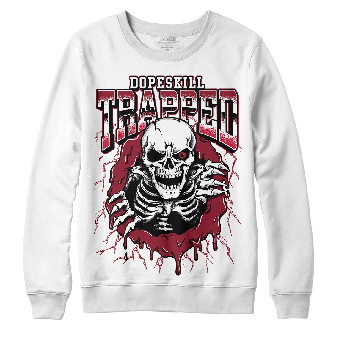 Jordan 1 Retro High '85 OG Metallic Burgundy DopeSkill Sweatshirt Trapped Halloween Graphic Streetwear - White 