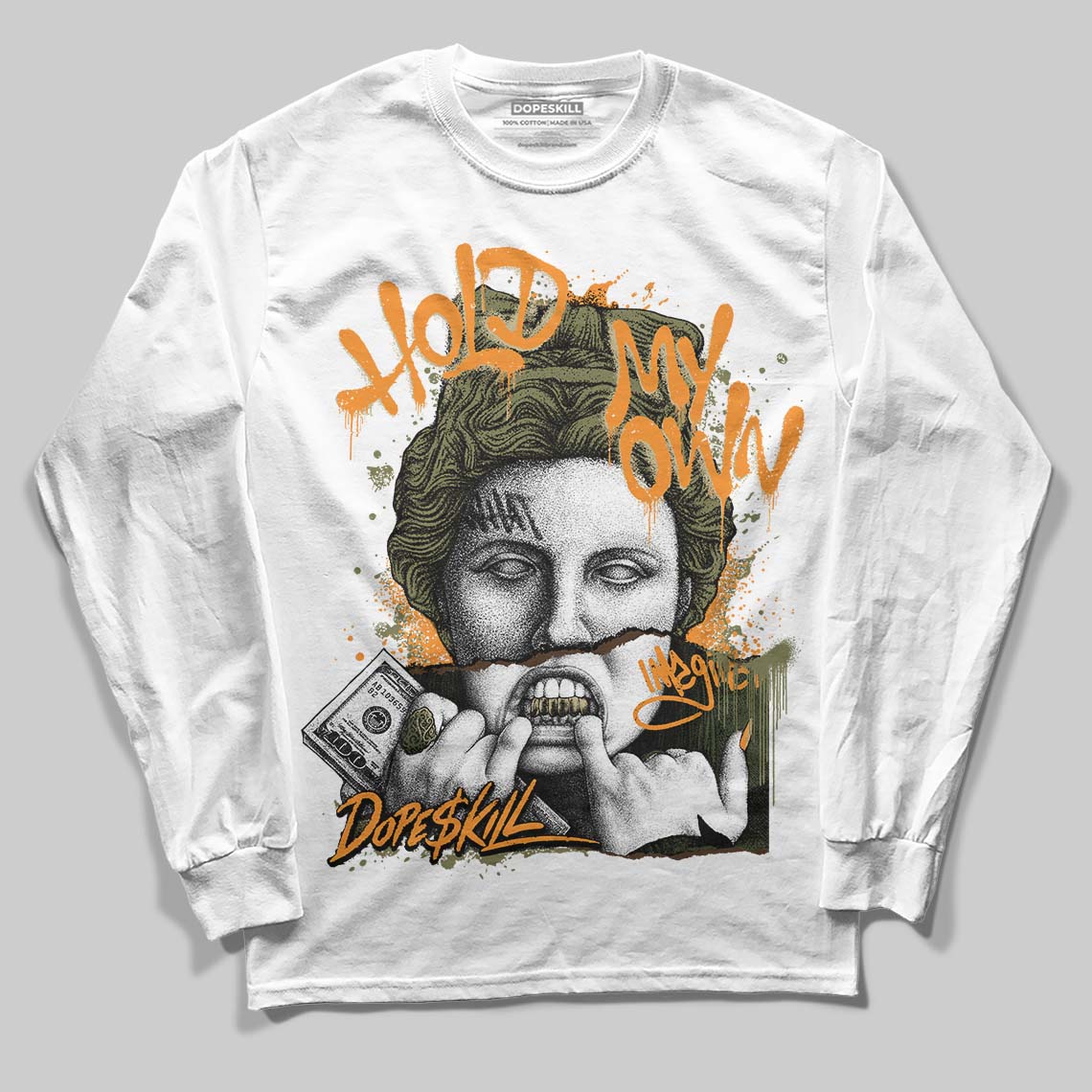 Olive Sneakers DopeSkill Long Sleeve T-Shirt Hold My Own Graphic Streetwear - White