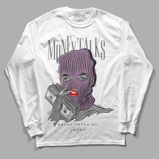 Jordan 2 “Mauve/Off-Noir” DopeSkill Long Sleeve T-Shirt Money Talks Graphic Streetwear - White 