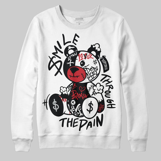 Jordan 11 “Bred Velvet” DopeSkill Sweatshirt Smile Through The Pain Graphic Streetwear - White