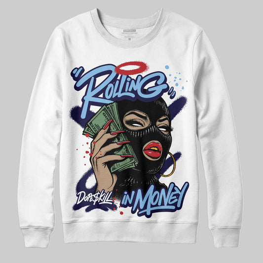 University Blue Sneakers DopeSkill Sweatshirt Rolling in Money Graphic Streetwear - White