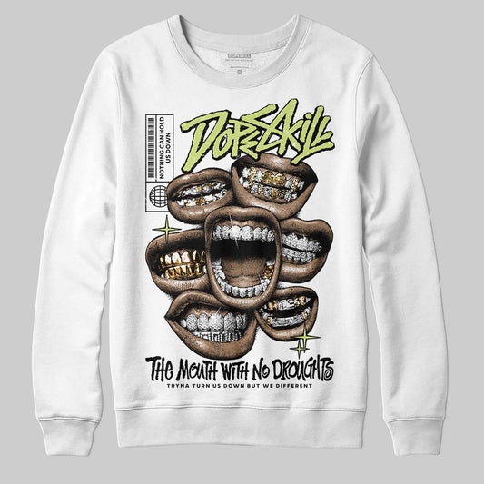 Jordan 5 “Luminous Green” DopeSkill Sweatshirt The Mouth With No Droughts Graphic Streetwear - White