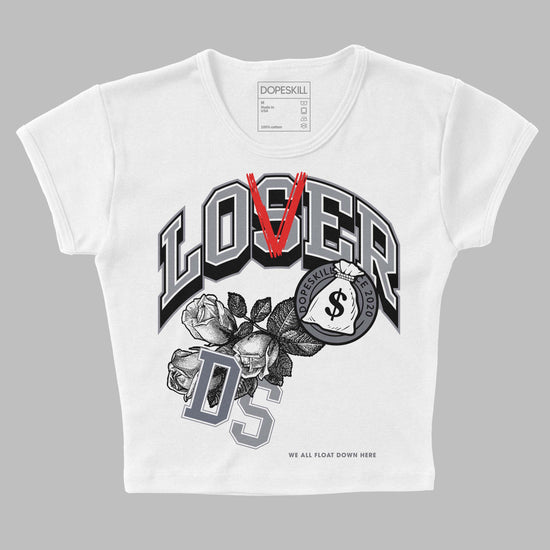 Jordan 14 Retro 'Stealth' DopeSkill Women's Crop Top Loser Lover Graphic Streetwear - White