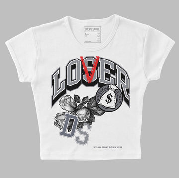 Jordan 14 Retro 'Stealth' DopeSkill Women's Crop Top Loser Lover Graphic Streetwear - White