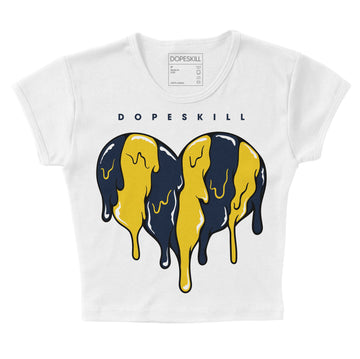 Dunk Low Vintage “Michigan” DopeSkill Women's Crop Top Slime Drip Heart Graphic Streetwear - White