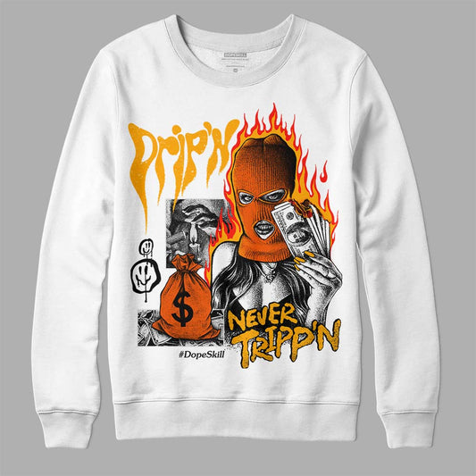 Jordan 12 Retro Black Taxi DopeSkill Sweatshirt Drip'n Never Tripp'n Graphic Streetwear - White