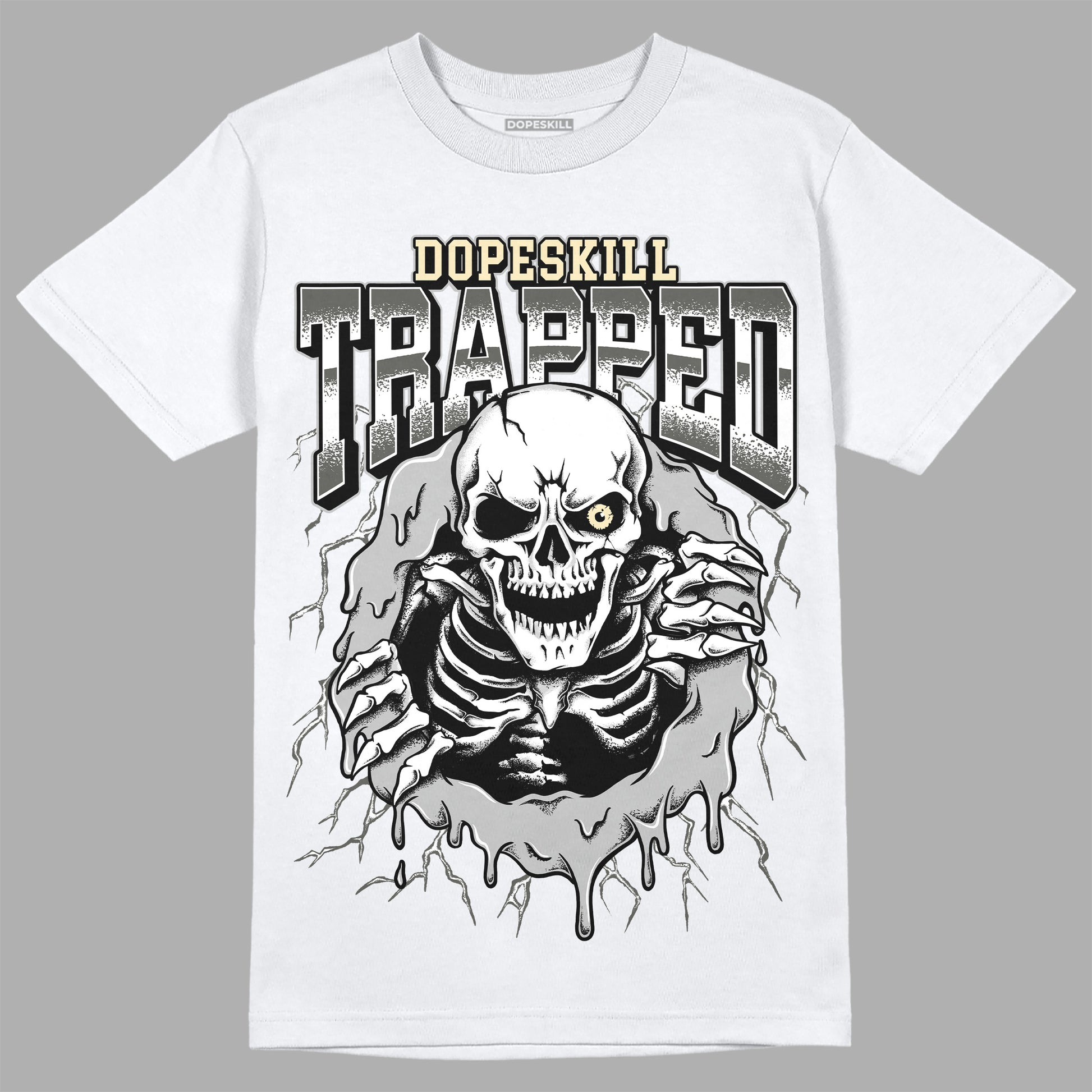 Jordan 4 Retro SE Craft Photon Dust  DopeSkill T-Shirt Trapped Halloween Graphic Streetwear - White 