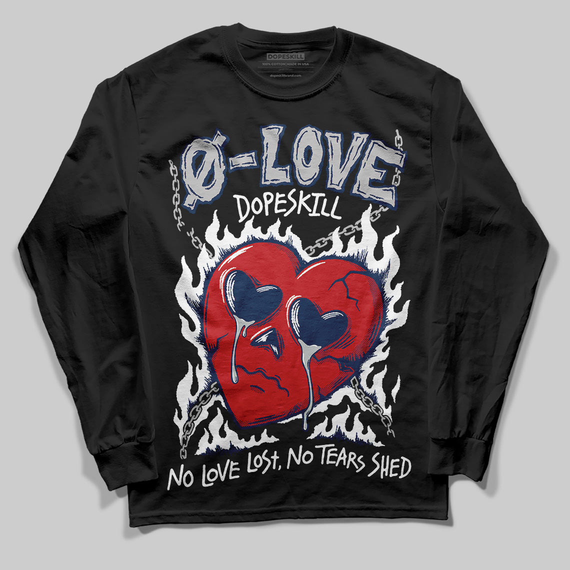 Jordan 4 SB “Summit White/Navy” DopeSkill Long Sleeve T-Shirt Crying Heart Graphic Streetwear - Black