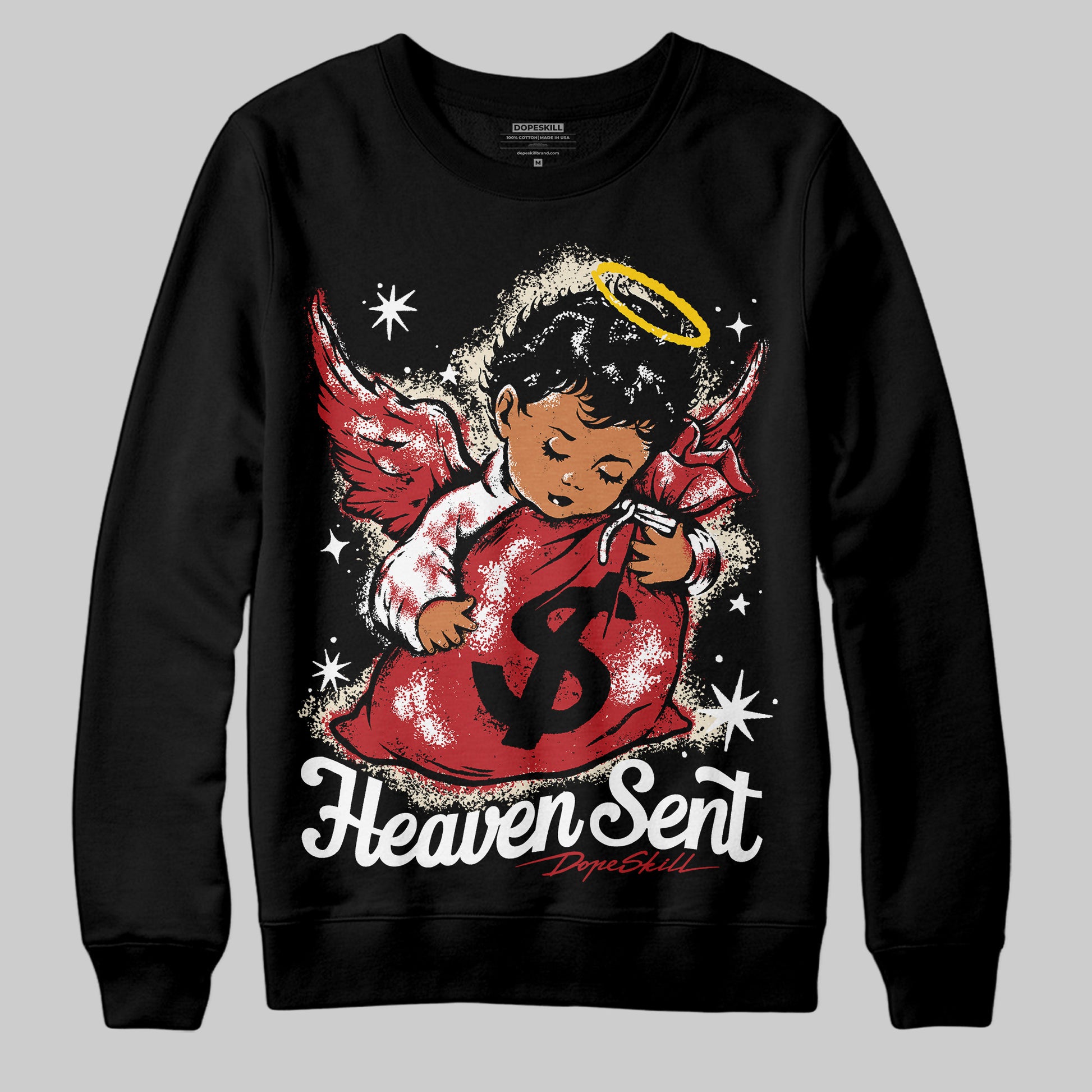 Jordan 1 Retro High OG Black Toe Reimagined DopeSkill Sweatshirt Heaven Sent Graphic Streetwear - Black