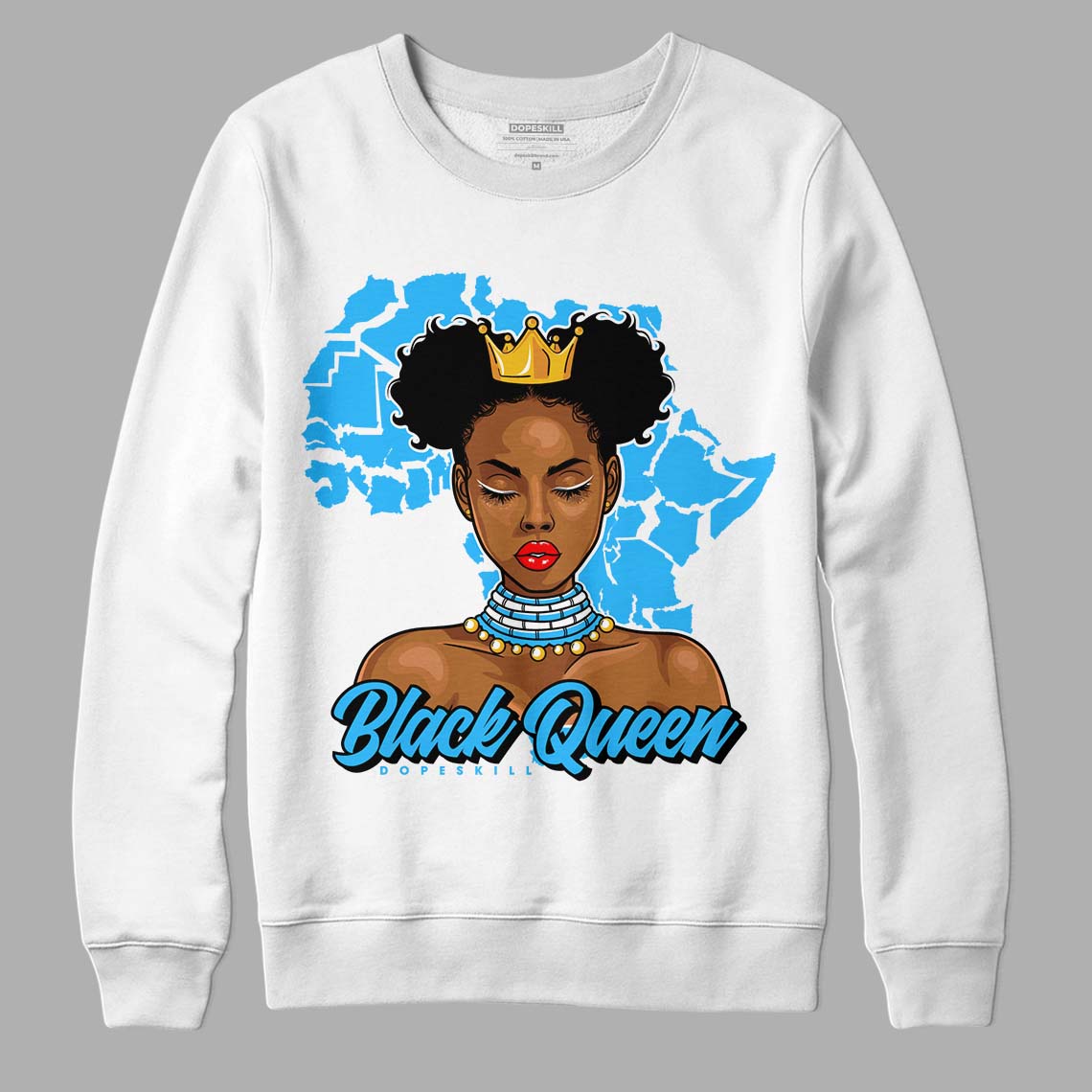 Jordan 1 High Retro OG “University Blue” DopeSkill Sweatshirt Black Queen Graphic Streetwear - White