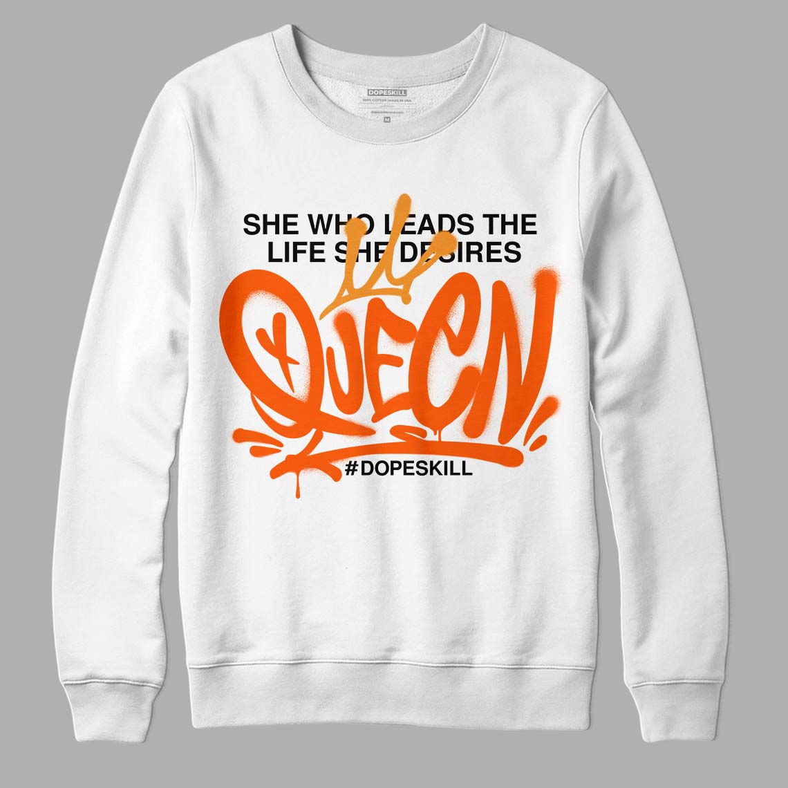 Jordan 12 Retro Brilliant Orange DopeSkill Sweatshirt Queen Graphic Streetwear - White