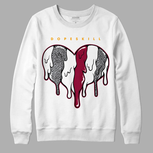 Jordan 3 Cardinal Red DopeSkill Sweatshirt Slime Drip Heart Graphic Streetwear - White