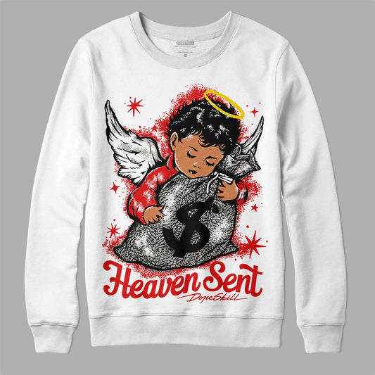 Jordan 3 Fire Red DopeSkill Sweatshirt Heaven Sent Graphic Streetwear - White