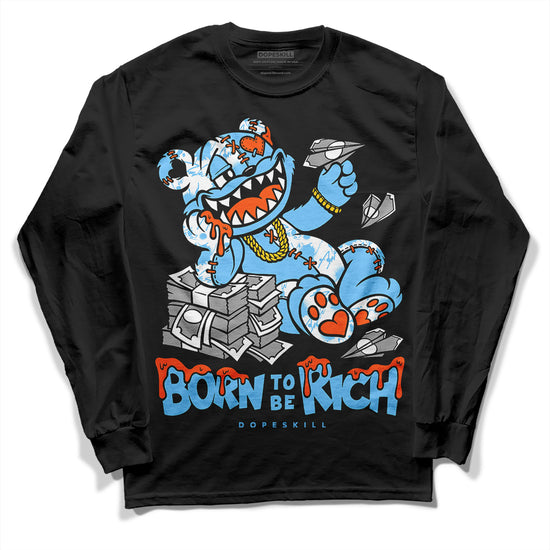 Dunk Low Futura University Blue DopeSkill Long Sleeve T-Shirt Born To Be Rich Graphic Streetwear - Black