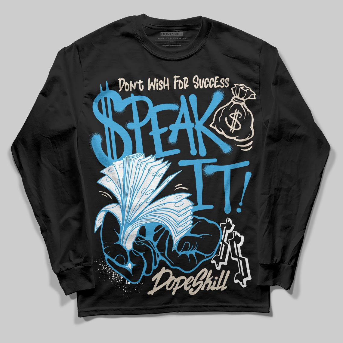 Jordan 1 High OG “UNC” Reimagined DopeSkill Long Sleeve T-Shirt Speak It Graphic Streetwear - Black