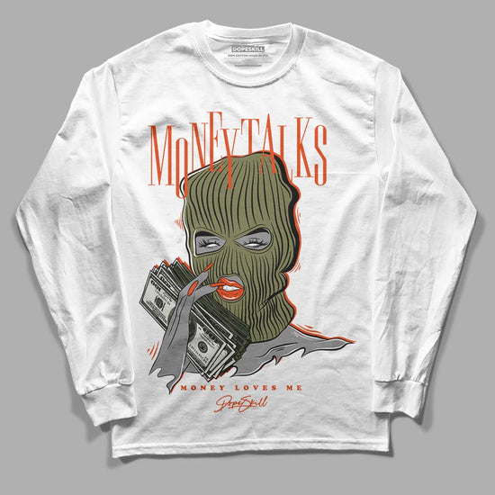 Olive Sneakers DopeSkill Long Sleeve T-Shirt Money Talks Graphic Streetwear - White