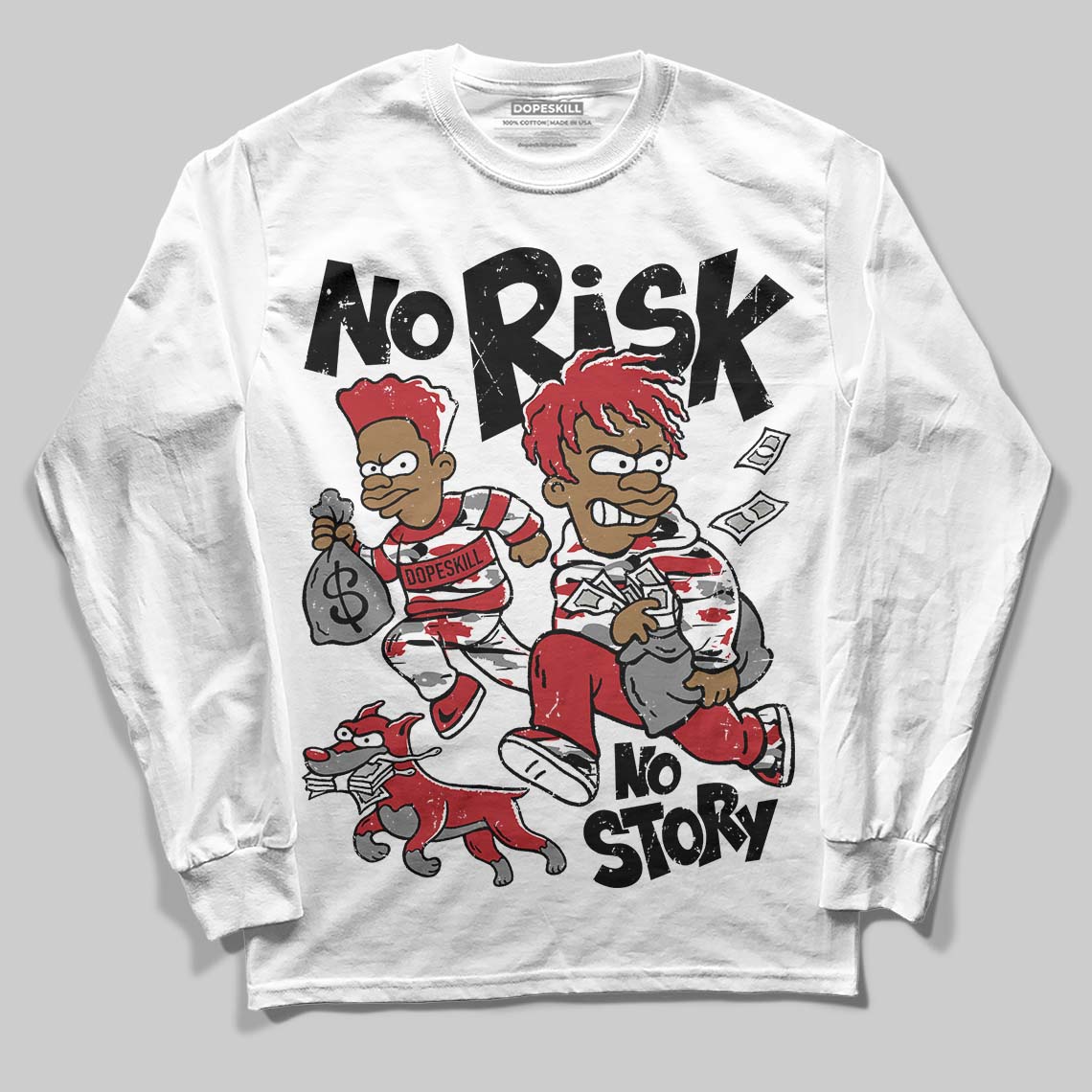 Jordan 8 Retro Bugs Bunny (2025) DopeSkill Long Sleeve T-Shirt No Risk No Story Graphic Streetwear - White