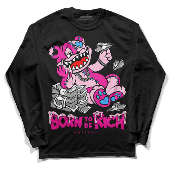 Pink Sneakers DopeSkill Long Sleeve T-Shirt Born To Be Rich Graphic Streetwear - Black