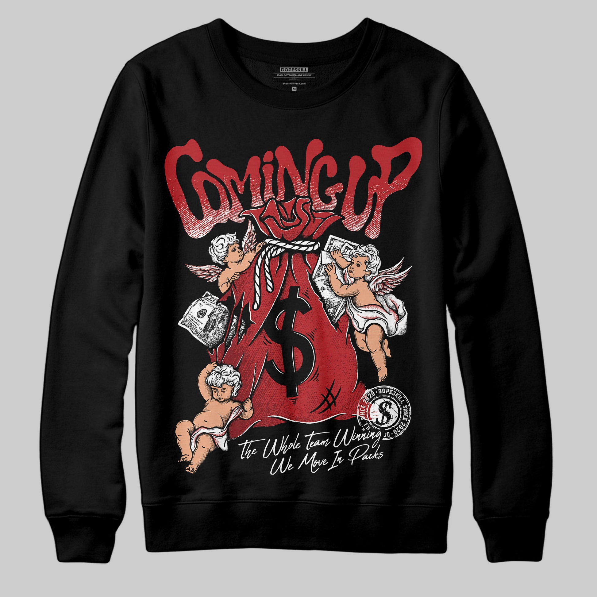 Jordan 12 Retro Flu Game (2025) DopeSkill Sweatshirt Money Bag Coming Up Graphic Streetwear - Black