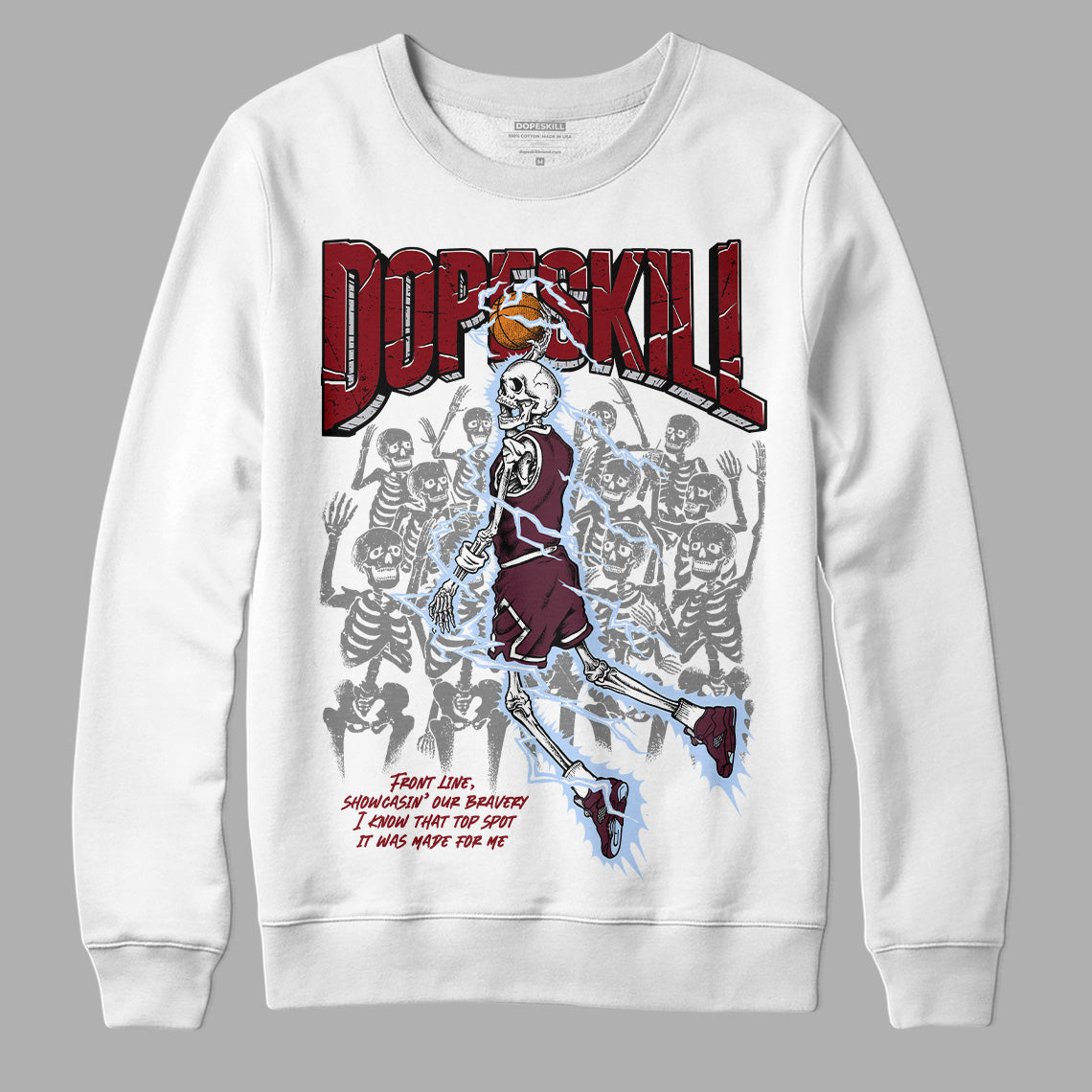 Jordan 5 Retro Burgundy (2023) DopeSkill Sweatshirt Thunder Dunk Graphic Streetwear - White 